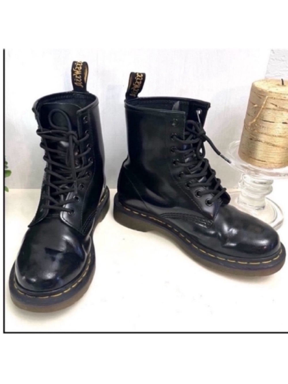 Dr. Martens Black Smooth Leather  Lace-Up Classic Boots Size 37 US 6